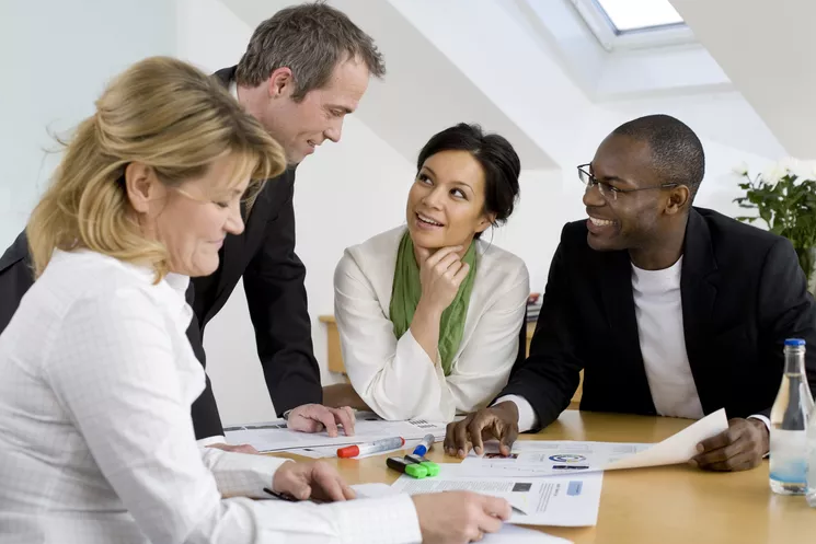 Diverse team in a business meeting